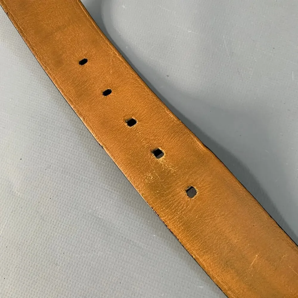 ZILLI Size 40 Black Gold Logo Leather Belt